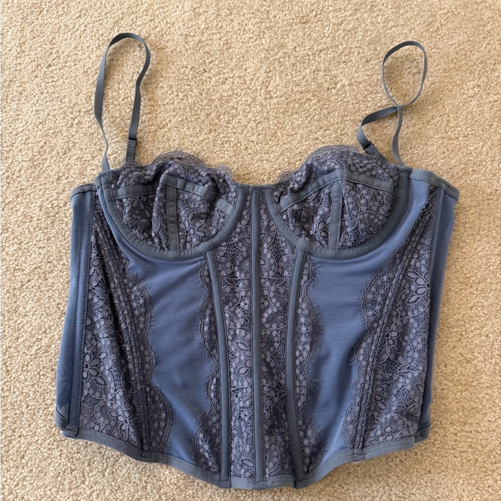 Blue Lace Corset Top